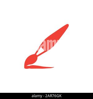 Pinceau Icône Rouge Sur Fond Blanc. Illustration Vectorielle De Style Plat Rouge. Banque D'Images
