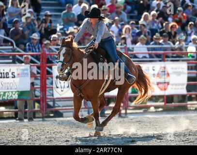 25 janvier 2020 : Brooke Pope participe à l'événement Barrel Racing lors du 71ème rodéo du championnat Homestead au Doc DeMilly Rodeo Arena de Harris Field à Homestead, en Floride. Mario Houben/CSM Banque D'Images