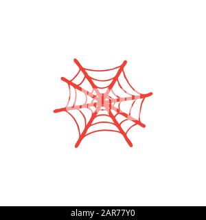 Icône Spider Net Red Sur Fond Blanc. Illustration Vectorielle De Style Plat Rouge. Banque D'Images