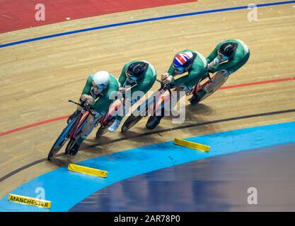 Manchester, Royaume-Uni. 26 Janvier 2020; National Cycling Centre, Manchester, Lancashire, Angleterre; Hsbc British Cycling Track Championships; Équipe Masculine De Poursuite Médaillessilver Médaille Teaminspired, Rhys Britton, Alfred George, Ethan Vernon, Sam Watson Credit: Action Plus Sports Images/Alay Live News Banque D'Images