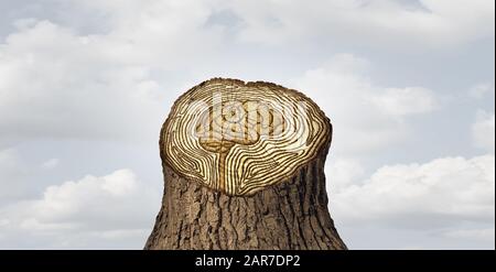Le vieillissement du cerveau ou le vieillissement de l'esprit comme fonction cognitive de démence et la perte de mémoire de la vieillesse change le concept et la pensée ou la neurologie. Banque D'Images