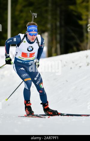 Pokljuka 2020 - relais mixte ita lucas hofer pendant la coupe du monde BMW IBU - Relais mixte, Poklijuka (SLO), Italie, 25 Jan 2020, Biathlon des sports d'hiver Banque D'Images