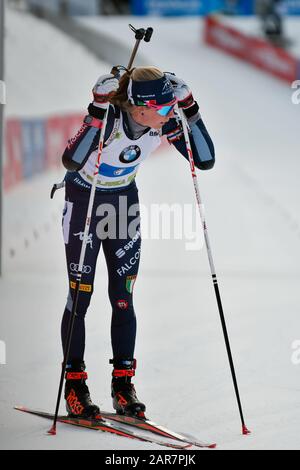 Pokljuka 2020 - relais mixte ita - michela carrara pendant la coupe du monde BMW IBU - Relais mixte, Poklijuka (SLO), Italie, 25 Jan 2020, Biathlon des sports d'hiver Banque D'Images
