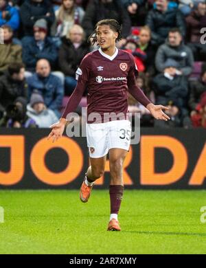 Ladbrokes Scottish Premierhierhip - Coeur De Midlothian V Rangers. Tynecastle Park, Édimbourg, Midlothian, Royaume-Uni. 26 janvier 2020. Spectacles PIC: Nouvelle signature, Toby Sibbick.as Hearts jouent l'hôte des Rangers dans le prémierhip écossais de Ladbrokes, Tynecastle Park, Édimbourg. Crédit : Ian Jacobs/Alay Live News Banque D'Images