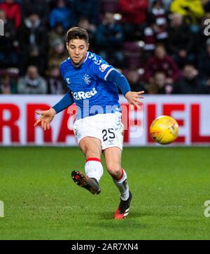 Ladbrokes Scottish Premierhierhip - Coeur De Midlothian V Rangers. Tynecastle Park, Édimbourg, Midlothian, Royaume-Uni. 26 janvier 2020. Pic montre: Le défenseur des Rangers, Matt Polster, des pousses comme des coeurs jouent l'hôte des Rangers dans le prémierhierhip écossais de Ladbrokes, Tynecastle Park, Édimbourg. Crédit : Ian Jacobs/Alay Live News Banque D'Images