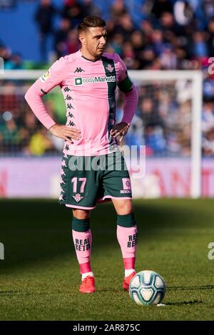 Joaquin Sanchez de Vrai Betis Balompie vu en action pendant le match de la Liga entre Getafe CF et Real Betis Balompie au Colisée Alfonso Perez à Getafe. (Score final ; Getafe CF 1:0 Real Betis Balompie) Banque D'Images