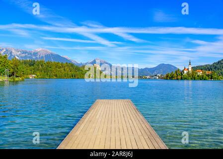 Lac Bled, une destination touristique populaire en Slovénie Banque D'Images