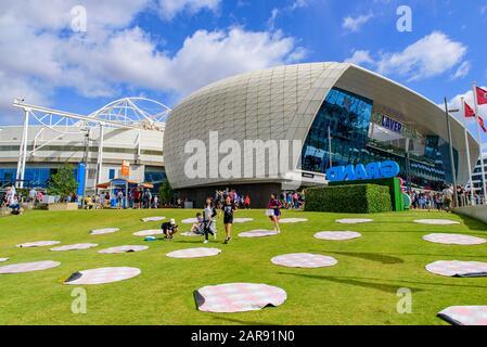 Rod laver Arena pour l'Australian Open 2020, un lieu de tennis au Melbourne Park, Melbourne, Australie Banque D'Images