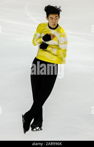 Greensboro, Caroline Du Nord, États-Unis. 26 janvier 2020. Nathan CHEN, de Salt Lake City, a remporté son quatrième titre national américain lors du championnat de patinage artistique américain Toyota 2020 au Greensboro Coliseum. Les Championnats américains servent de compétition de qualification finale avant que le patinage artistique américain ne nomme l'équipe mondiale de patinage artistique 2020 et l'équipe de patinage artistique 2020 Des Quatre Continents. Crédit: Timothy L. Hale/Zuma Wire/Alay Live News Banque D'Images