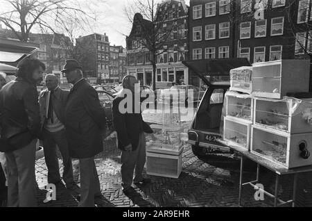 Marché Des Oiseaux À Noordermarkt À Amsterdam Date : 28 Octobre 1974 Lieu : Amsterdam, Noord-Holland Mots Clés : Marchés Des Oiseaux Banque D'Images