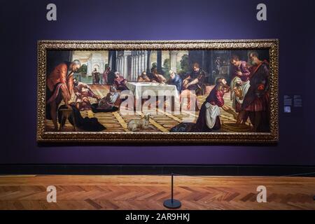 Une peinture du christ lavant ses disciples pieds autour de 1545 1555 par Jacopo Tintoretto Banque D'Images