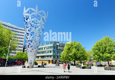 Christchurch, NOUVELLE-ZÉLANDE - 24 novembre Les Touristes se promènent le 24 novembre 2014 à Christchurch, Nouvelle-Zélande.Christchurch est la plus grande ville du Sud Est Banque D'Images