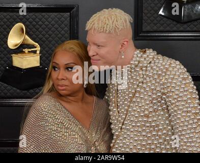 Los Angeles, Californie, États-Unis. 26 janvier 2020. (L-R) Geraldine Ross et Shaun Ross arrivent pour les 62ème Grammy Awards annuels qui ont eu lieu au Staples Center de Los Angeles le dimanche 26 janvier 2020. Photo de Jim Ruymen/UPI crédit: UPI/Alay Live News Banque D'Images