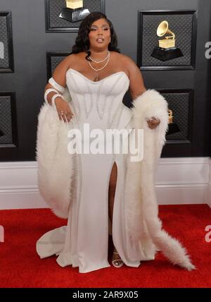 Los Angeles, États-Unis. 26 janvier 2020. Los Angeles, États-Unis. 27 janvier 2020. Lizzo arrive pour les 62ème Grammy Awards annuels qui se sont tenus au Staples Center à Los Angeles le dimanche 26 janvier 2020. Photo de Jim Ruymen/UPI crédit: UPI/Alay Live News Banque D'Images
