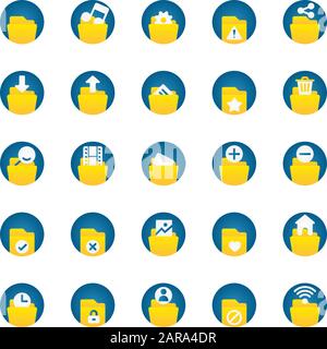 Ensemble d'icônes de dossier à plat. Vecteur et illustration. Illustration de Vecteur