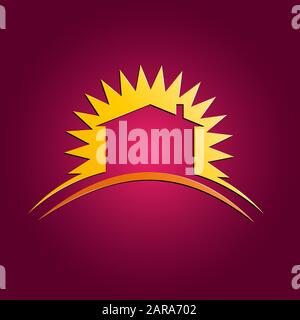 Vecteur signe soleil et maison sur fond mauve Illustration de Vecteur