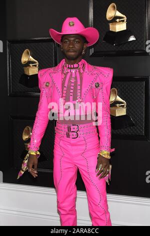 Los Angeles, Californie, États-Unis. 26 janvier 2020. Lil Nas X arrive au 62ème tapis rouge annuel Grammy Awards qui s'est tenu au Staples Center le 26 janvier 2020 à Los Angeles, Californie, États-Unis. (Photo de Athanlee B. Mirador/Sipa USA) crédit: SIPA USA/Alay Live News Banque D'Images