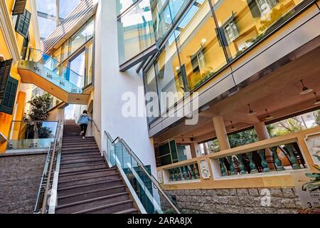 Cet atrium moderne construit dans un manoir colonial historique abrite maintenant la bibliothèque Sir Robert Ho Tung. Macao, Chine. Banque D'Images