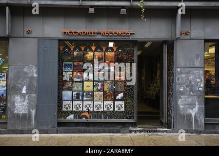 Piccadiily Records, 53, rue Oldham, Manchester, 1 JR. Créé en 1978, Piccadilly Records est un magasin indépendant de disques au coeur de Manchester Banque D'Images