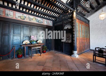 Vue intérieure de la maison du Mandarin (Casa da Cheang), maison familiale de Zheng Guanying (1842-1921). Macao, Chine. Banque D'Images