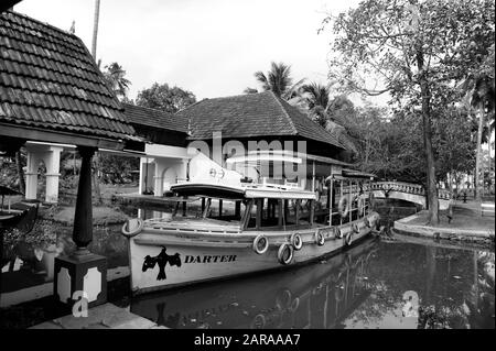 Bateau Darter, Coconut Lagoon Resort, Kumarakom, Kottayam, Kerala, Inde, Asie Banque D'Images