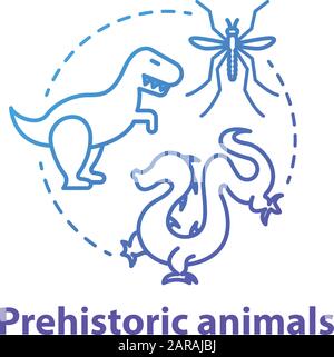 Icône de concept d'animaux préhistoriques. Recherche paléontologique. Étude des animaux éteints et mythique. Théorie de l'évolution vecteur isolé contour RVB col Illustration de Vecteur