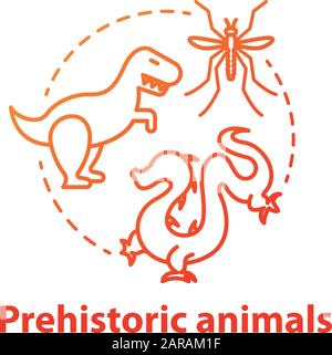 Icône de concept d'animaux préhistoriques. Recherche paléontologique. Étude des animaux éteints et mythique. Théorie de l'évolution vecteur isolé contour RVB col Illustration de Vecteur
