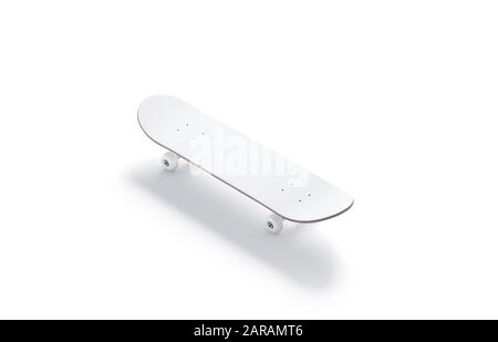 Maquette de skateboard en bois blanc vierge, vue latérale Banque D'Images