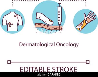 Icône de concept d'oncologie dermatologique. Illustration de l'idée d'un traitement du cancer de la peau. Mélanome. Examen médical. Recherche sur les tumeurs. Isolation vectorielle Illustration de Vecteur