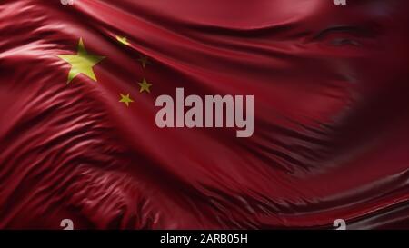 Drapeau national de la Chine sur un fond de texture de coton ondulant - rendu tridimensionnel Banque D'Images