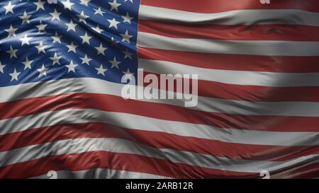 Drapeau national des Etats-Unis sur un fond de texture de coton ondulant - rendu tridimensionnel Banque D'Images