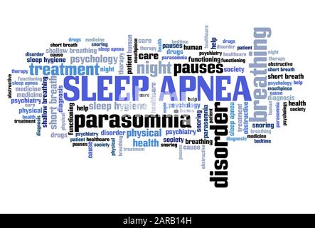 Les concepts d'apnée du sommeil sont le signe du nuage. Trouble du sommeil mots-clés graphiques. Banque D'Images