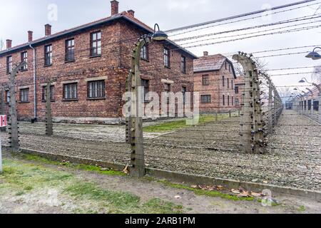 Camp de concentration d'Auschwitz, Oświęcim, Pologne Banque D'Images