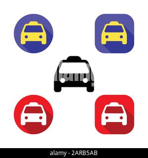 Icône de panneau de voiture de taxi. Symbole des transports en commun, icône de taxi dans un design plat tendance Illustration de Vecteur