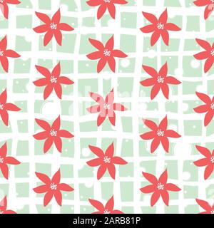 Motif transparent mignon avec les poinsettias sur fond blanc. Fleurs d'hiver. Conception à la main. Super pour wall art design, Papier de cadeau, l'emballage, tissu Illustration de Vecteur