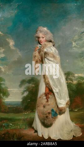 Sir Thomas Lawrence ( 1769–1830 ) , Portrait de l'actrice irlandaise Elizabeth Farren (née vers 1759, décédée en 1829), plus tard comtesse de Derby 1790 ( huile sur toile 2,38 × 1,46) Banque D'Images