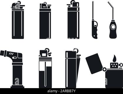 Jeu d'icônes de l'allume-cigare. Jeu simple d'icônes vectorielles pour allume-cigare pour la conception de Web sur fond blanc Illustration de Vecteur