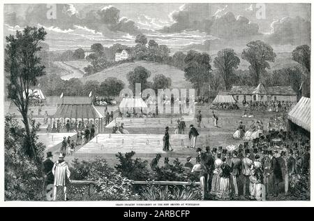 Tournoi de croquet à Wimbledon, Londres 1870 Banque D'Images