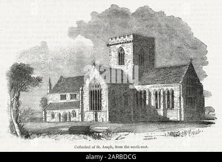 Vue sur la cathédrale St Asaph, Denbighshire, pays de Galles du Nord Banque D'Images