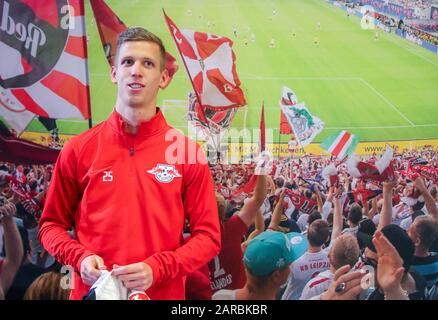 27 janvier 2020, Saxe, Leipzig: Football: Bundesliga, conférence de presse RB Leipzig à la Red Bull Academy. Dani Olmo, le nouveau venu de Leipzig, est dans la salle de conférence de presse. Photo: Jan Woitas/dpa-Zentralbild/dpa - NOTE IMPORTANTE: Conformément aux règlements de la DFL Deutsche Fußball Liga et du DFB Deutscher Fußball-Bund, il est interdit d'exploiter ou d'exploiter dans le stade et/ou à partir du jeu des photos prises sous forme d'images de séquence et/ou de séries de photos de type vidéo. Banque D'Images