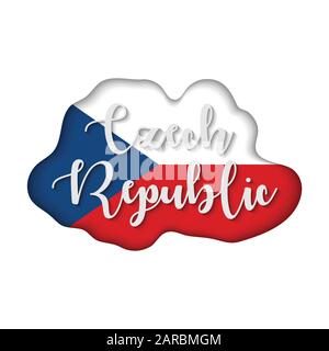 République tchèque lettrage sur le drapeau, illustration vectorielle, drapeau international Illustration de Vecteur