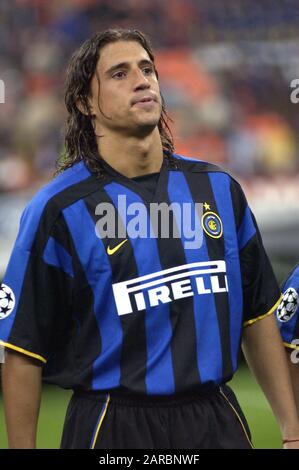 Milan Italie, 25 septembre 2002,' G.Meazza' Stadium, UEFA Champions League 2002/2003 , FC Inter - FC Ajax : Herman Crespo avant le match Banque D'Images