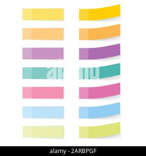Kit de notes adhésives. Fournitures de bureau. Papeterie. Illustration de Vecteur