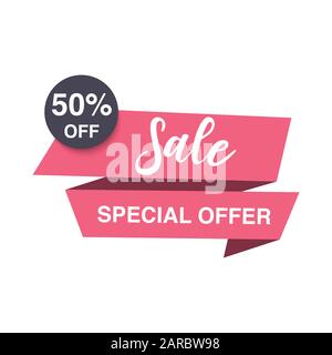 Illustration vectorielle de bannière de vente, étiquette de remise, étiquette de prix de vente important Illustration de Vecteur