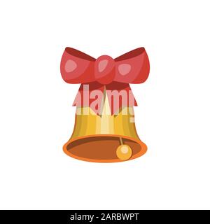 Cloches de Noël. Cloches de jingle ou cloches de traîneau avec noeud rouge. Illustration vectorielle de dessin animé. Illustration de Vecteur