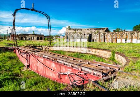 Plaque tournante ferroviaire à Gyumri Depot en Arménie Banque D'Images