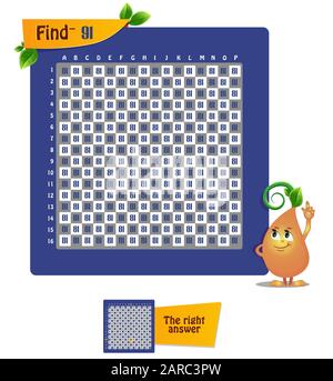 jeux éducatifs pour enfants et adultes. Compte de jeu, observation, iq. Jeu de tâches trouver le numéro 91 Illustration de Vecteur