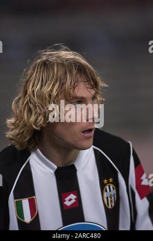 Turin Italie, 12 mars 2003, Stade « Delle Alpi », Ligue des Champions de l'UEFA 2002/2003, FC Juventus- RC Deportivo la Coruna : Pavel Nedved pendant le match Banque D'Images