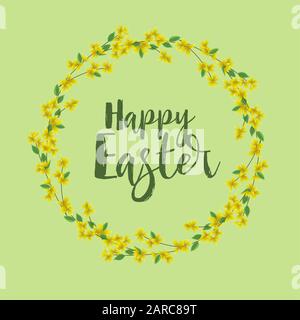 Carte Joyeuses Pâques fleurs jaune Illustration de Vecteur