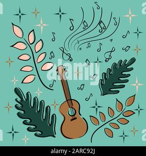 Passe-temps musical - musique, jouer un instrument de musique, guitare hawaïenne, ukulele Illustration de Vecteur